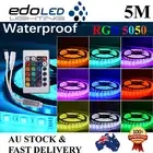 Waterproof 5050 RGB 5M 300 LED SMD LEDS Strip Light 12V + 24 key IR Controller