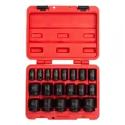 SUNEX TOOLS Impact Socket Set 1/2"-Drive SAE Heavy-Duty Universal (19-Piece)