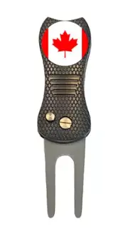 Canada Flag Golf Ball Marker w/ Premium Switchblade Divot Tool