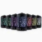 Aromatherapy Diffuser LED Light Iron Humidifier Black Forrest Pattern 160ml
