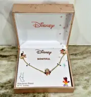 Disney Minnie Mouse BOWTIFUL Fine Silver Plated Charm Anklet NEW Gift Box 9" + 1