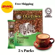 5 Packs x OLDTOWN Hazelnut Instant Premix 3in1 White Coffee 38g x 15s DHL Expres