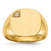 14K Yellow Gold 15.0X15.0mm Closed Back Aa Diamond Men'S Signet Ring