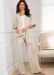 KALEIDOSCOPE Champagne Sequin 3 Piece Set UK 14 (fm86-6)