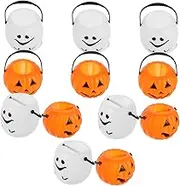CHILDWEET 12 Pack Halloween Pumpkin Ghost Candy Bucket Handles Trick-or-treat Party Decorations Multi-use Plastic Candy Container