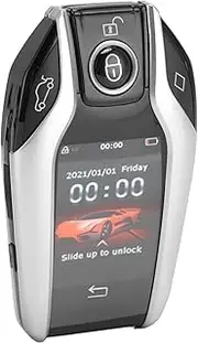 Car Smart Key, LCD Touch Screen Remote Control Key, Keyless Entry, Anti Lost for One Button Start Car (Silver)