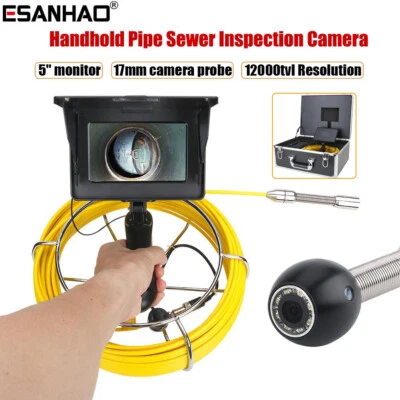 Drain Sewer Camera Pipe Inspection Camera 1200TVL 17mm IP68 40M 5inch Handheld