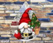 Christmas Gnome 10" Teardrop Hanging Wind Spinner Yard Decor Kinetic tdws009