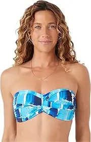 [NAUTICA] Women's Bikini Bandeau Strap Swim Top, Quick-Dry, Removable Pads, UPF 50+ Sun Protection
