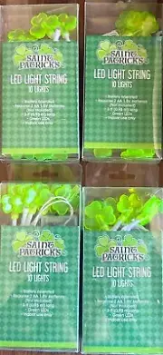 40 St Patrick’s Day Shamrock LED String Lights, Wire 3ft Long Battery Operated U