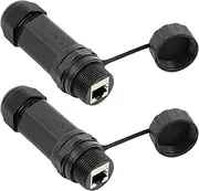 2PCS Waterproof RJ45 Coupler,Shielded RJ45 Ethernet Connector,IP68 Waterproof Ethernet Female to Female Extender Compatible with CAT6A/CAT6/CAT5E/CAT5 Cable