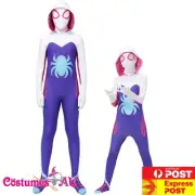 Girls Ghost Spider Gwen Costume Kids Superhero Spiderman Bodysuit Halloween Girl