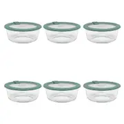 6PK Ecology Store Round Clear Glass Food Storage Container 650ml Eucalyptus