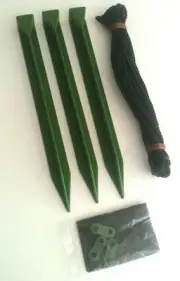 5x TREE STAKE KIT GARDENERS PRIDE TRUE TEMPER 3 STAKES PEGS + ROPE SAPLINGS SEED