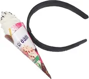 VICASKY Funny Ice Cream Headband Ice Cream Party Supplies Dessert Party Head Bopper Spa Headbands Dessert Head Bopper Wash Face Hair Band Ice Cream Hat Cosplay Party Headpiece Fabric White