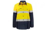 Workcraft Ladies Maternity Hi-vis Taped Cotton Shirt WSL601 - Yellow/Navy