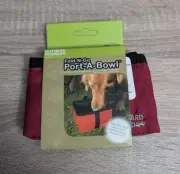 Outward Hound square fold-n-go Port-a-bowl portable dog bowl Red color New