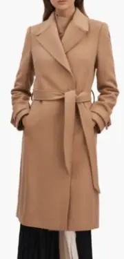 Reiss Tor Belted Wool Blend Coat In Camel NWT $625 Women’s Size US 10, UK 14