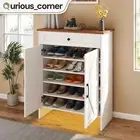 24 Pairs Shoe Cabinet Rack Smart Sensor Light Rustic Storage Sneakers Organizer