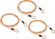 uxcell Security Cable 2.5mm x 1.5m/5ft, 3 Pack Coated Luggage Lock Wire Rope with Double Loop, Clear Orange