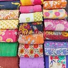 Indian Cotton Floral Print Kantha Quilt twin Blanket Throw Bohemian Bedspread
