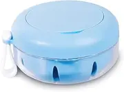 Mckkor Retainer Case and Cleaner With No-Leak Denture Bath Box for Traveling - Includes Strainer & Mirror (Blue)