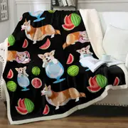 Funny and Cute Corgi Dog Scenes Throw Blanket