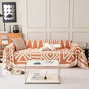 VCLIFE Boho Couch Cover Soft Pumpkin Cream White Sofa for Dog Cat, Chenille Slipcover Triangle Plaid Pattern Sectional 3 Cushion Furniture Protector (SF-BX-02L)