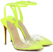 Christian Louboutin SPIKAQUEEN 100 PVC Crystal Strass Sandals Heels Shoes $1095