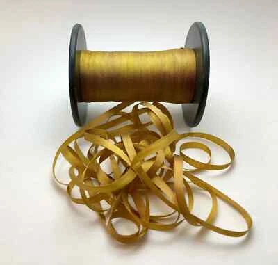 Hand Dyed Variegated Dark Gold #68 Pure Silk Embroidery Ribbon 4mm 1/8" wide