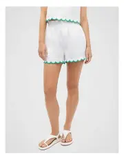 [Seed Heritage] Scallop Hem Paperbag Short in Whisper White