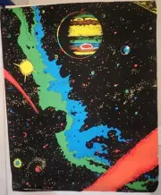 RARE VINTAGE 1971 BLACKLIGHT OUTER SPACE POSTER HOUSTON BLACKLIGHT DIST INC NEW