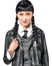 Wednesday Nevermore Plaited Black Wig