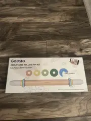 Geesta Adjustable Wood Rolling Pin 5 Thickness Rings Precise Dough Roller T1