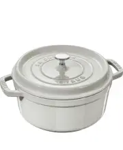 Staub Cast Iron 4-qt Round Cocotte - White Truffle , Made in France Brand New