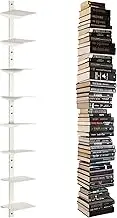 Floating Book Shelves for Wall, 8 Tier Invisible Floating Bookshelf, Vertical Spine Book Tower, Wall Mounted & Space Saving, Heavy Duty Metal Book Organizer for Home Office, 4 Pack White