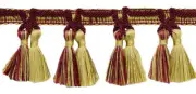 Double Tassel Fringe Trim, Color# VNT11 - Aurora Red [Sold By The Yard]