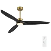 60 Inch DC Ceiling Fan with Lights and Remote Control, 3 Reversible Carved Wo...
