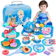 Princess Toys for Girls,48 PCS Kids Tea Set for Kids,Kitchen Pretend Toy W/ Play Desserts,Tin Teapot,Learning Play Food Frozen Toys Gift