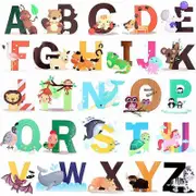 ABC English Alphabet Wall Stickers, Nursery Room Stickers, Animal Wall Stickers, Baby Kids Room Nursery Living Room Wall Decor 31.5x38.5cm