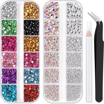 Two Boxes 4520 Pcs of Flatback Round Multiple Color Nail Art Rhinestones