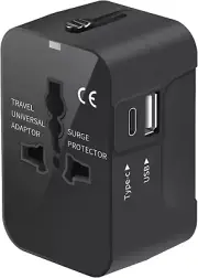 Universal Travel Adapter with USB-C, All-in-One Plug Converter for EU, UK, AUS