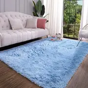 Fluffy Blue Area Rugs for Bedroom Kids Room, 4x5.3 Cute 4x5.3 Feet Cobalt Blue