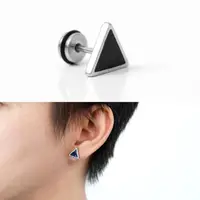 在飛比找momo購物網優惠-【玖飾時尚】幾何三角鋼製耳針耳環(耳環)