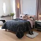 GEOMETRIC LINE ART REVERSIBLE COMFORTER SET 5 PCS KING SIZE