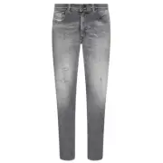 Diesel 1979 Sleenker Frayed Grey Faded Denim Jeans