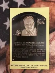 Babe Ruth Postcard- Baseball Hall of Fame Induction Plaque - Cooperstown Photo