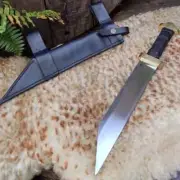 seaz knife handmade carbon steel blade with leather sheath