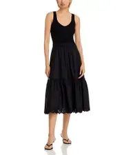 T Tahari Sleeveless Mixed Media Midi Dress