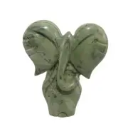 Stone Elephant Hand Carved from Butter Jade Stone in Zimbabwe Africa Signed 9"